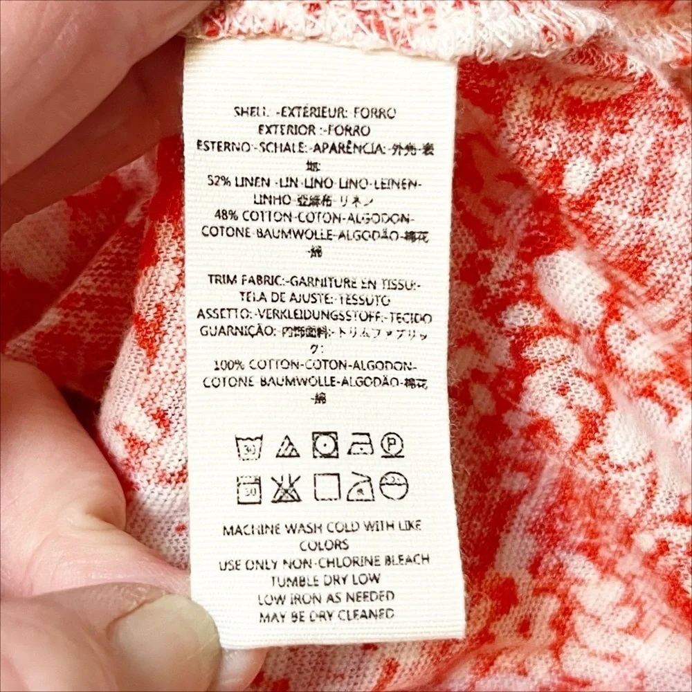 Free People Lucky Coin Sleeveless Top XS linen red floral tank blouse flowy boho